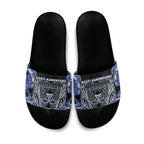 Aotearoa Ngati Kahungunu Slide Sandals Maori Tribal Blue Paua Shell Pattern