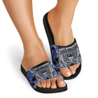 Aotearoa Ngati Kahungunu Slide Sandals Maori Tribal Blue Paua Shell Pattern