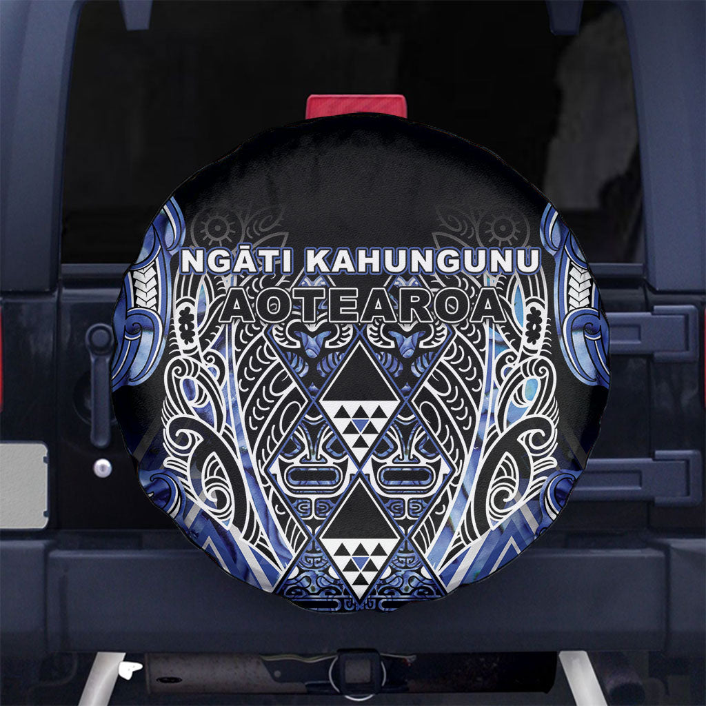 Aotearoa Ngati Kahungunu Spare Tire Cover Maori Tribal Blue Paua Shell Pattern