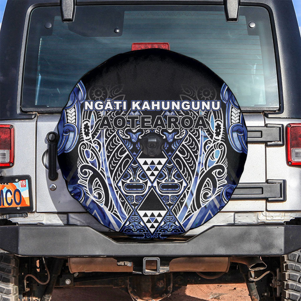 Aotearoa Ngati Kahungunu Spare Tire Cover Maori Tribal Blue Paua Shell Pattern