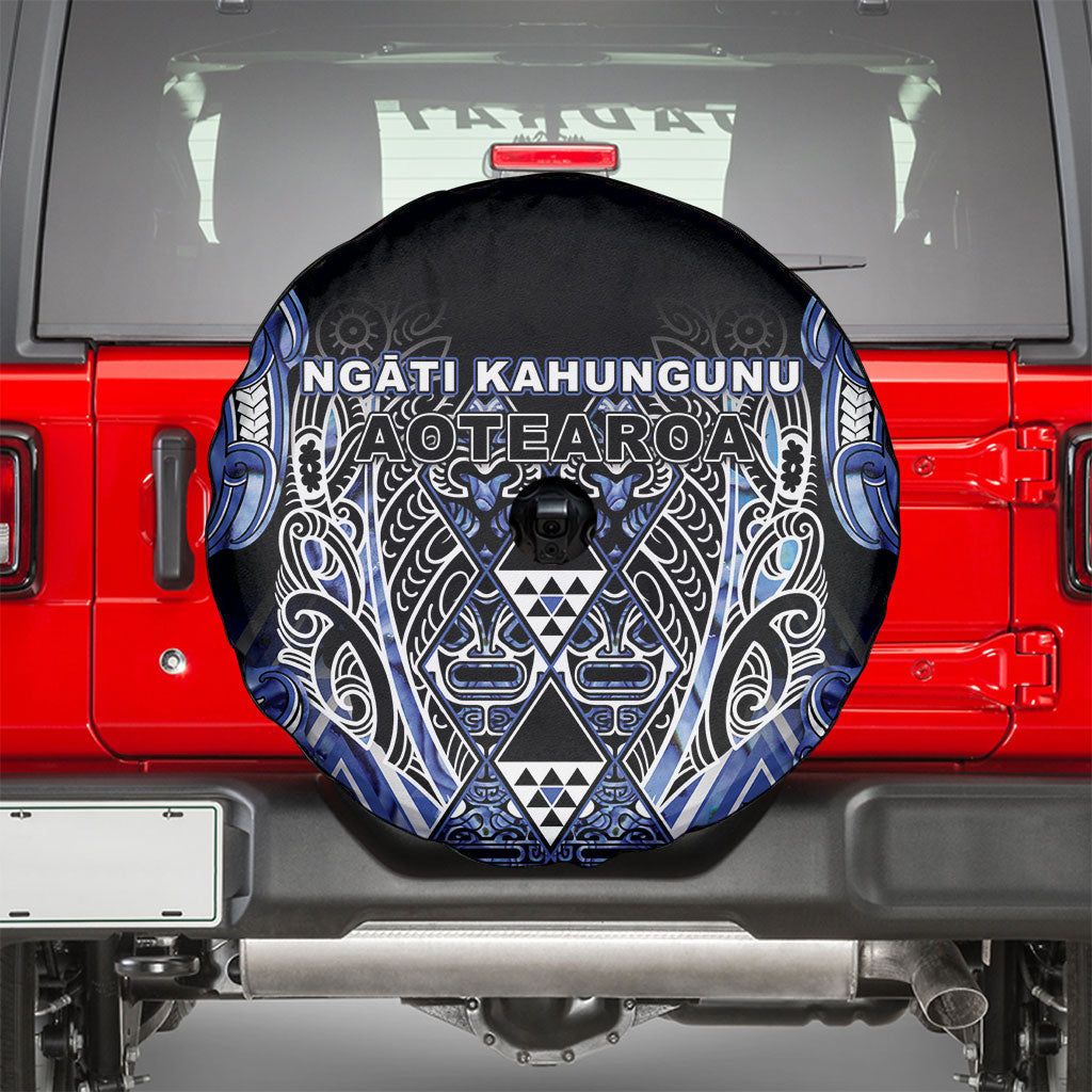 Aotearoa Ngati Kahungunu Spare Tire Cover Maori Tribal Blue Paua Shell Pattern