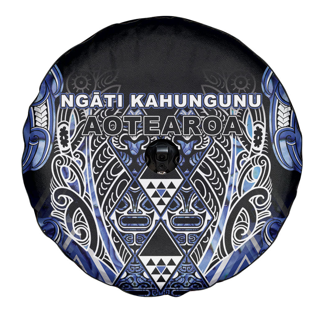 Aotearoa Ngati Kahungunu Spare Tire Cover Maori Tribal Blue Paua Shell Pattern