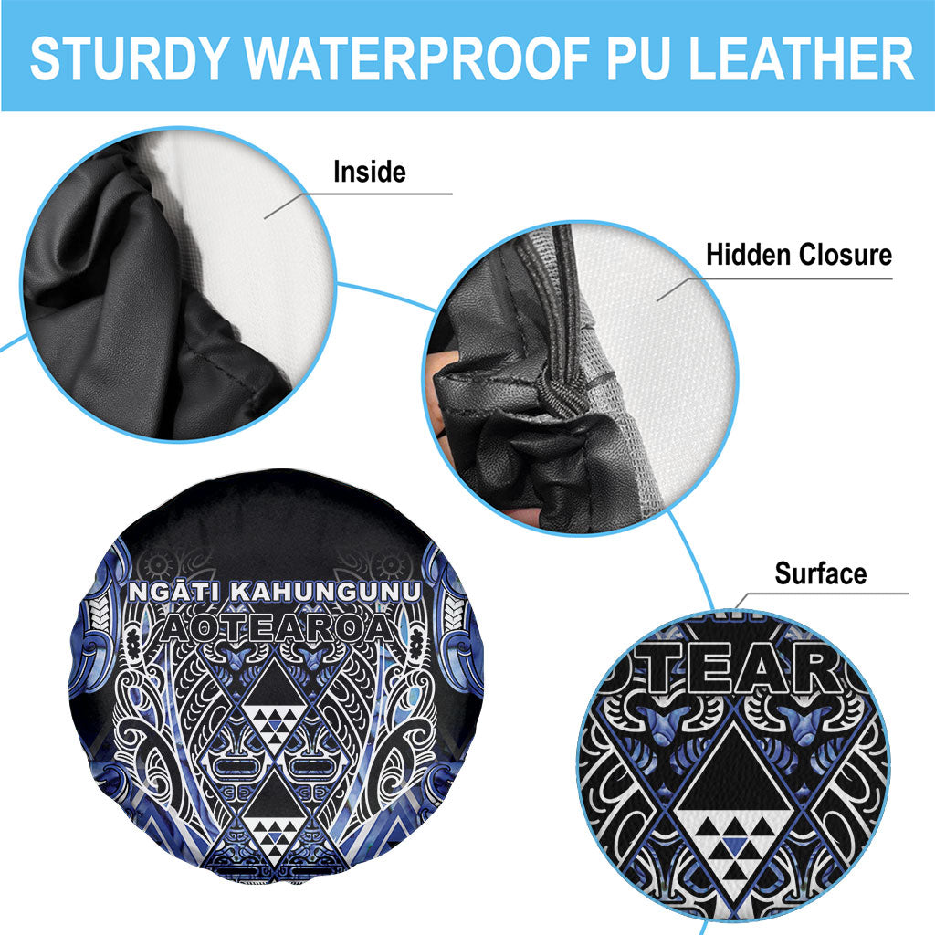 Aotearoa Ngati Kahungunu Spare Tire Cover Maori Tribal Blue Paua Shell Pattern