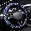 Aotearoa Ngati Kahungunu Steering Wheel Cover Maori Tribal Blue Paua Shell Pattern