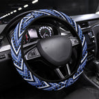 Aotearoa Ngati Kahungunu Steering Wheel Cover Maori Tribal Blue Paua Shell Pattern