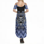 Aotearoa Ngati Kahungunu Summer Maxi Dress Maori Tribal Blue Paua Shell Pattern