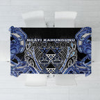 Aotearoa Ngati Kahungunu Tablecloth Maori Tribal Blue Paua Shell Pattern