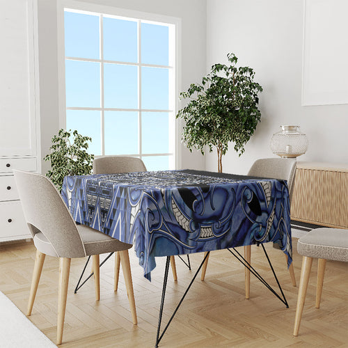 Aotearoa Ngati Kahungunu Tablecloth Maori Tribal Blue Paua Shell Pattern