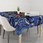 Aotearoa Ngati Kahungunu Tablecloth Maori Tribal Blue Paua Shell Pattern