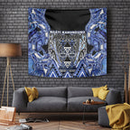 Aotearoa Ngati Kahungunu Tapestry Maori Tribal Blue Paua Shell Pattern