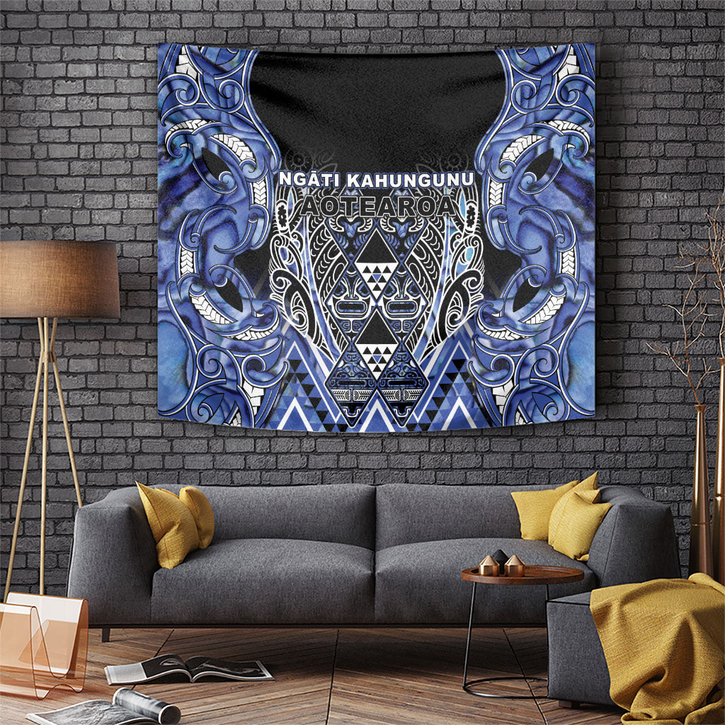 Aotearoa Ngati Kahungunu Tapestry Maori Tribal Blue Paua Shell Pattern