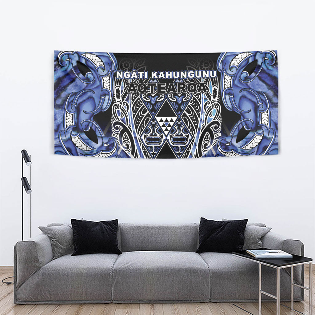 Aotearoa Ngati Kahungunu Tapestry Maori Tribal Blue Paua Shell Pattern