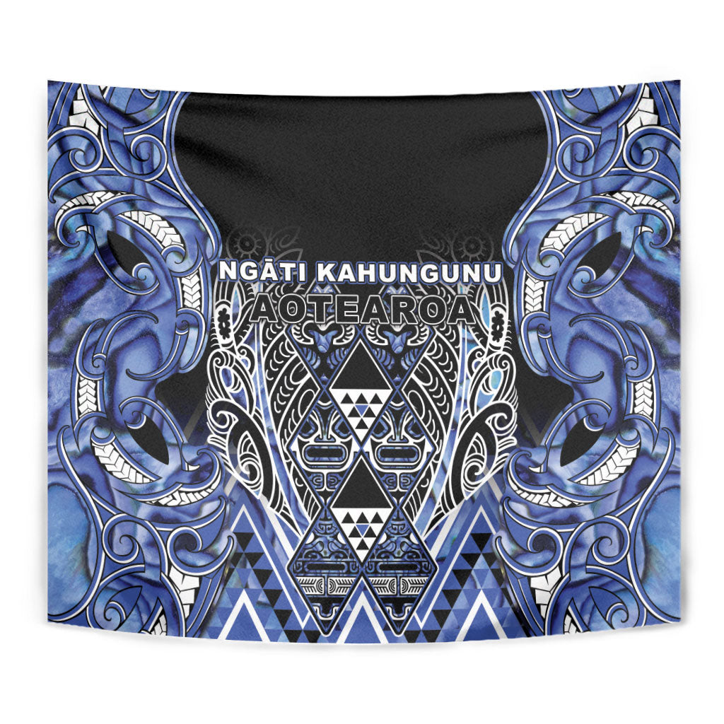 Aotearoa Ngati Kahungunu Tapestry Maori Tribal Blue Paua Shell Pattern