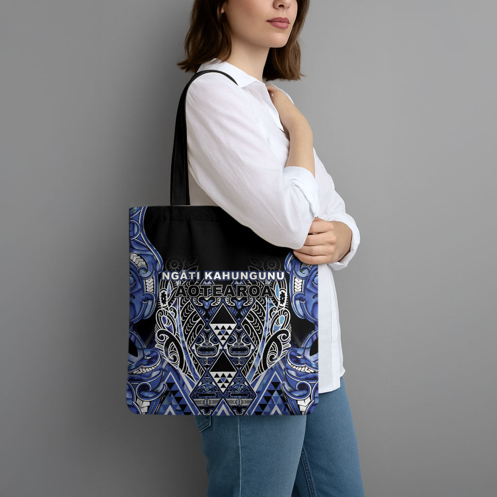 Aotearoa Ngati Kahungunu Tote Bag Maori Tribal Blue Paua Shell Pattern