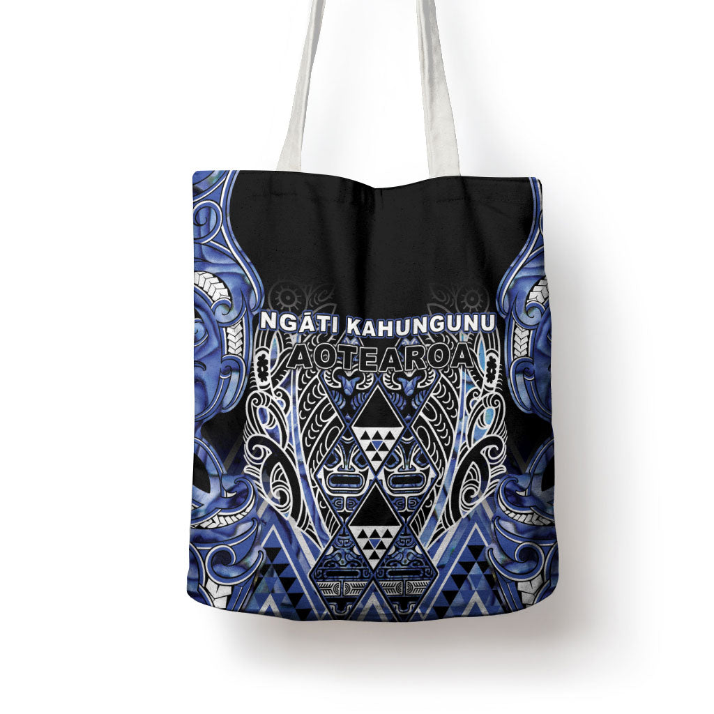 Aotearoa Ngati Kahungunu Tote Bag Maori Tribal Blue Paua Shell Pattern