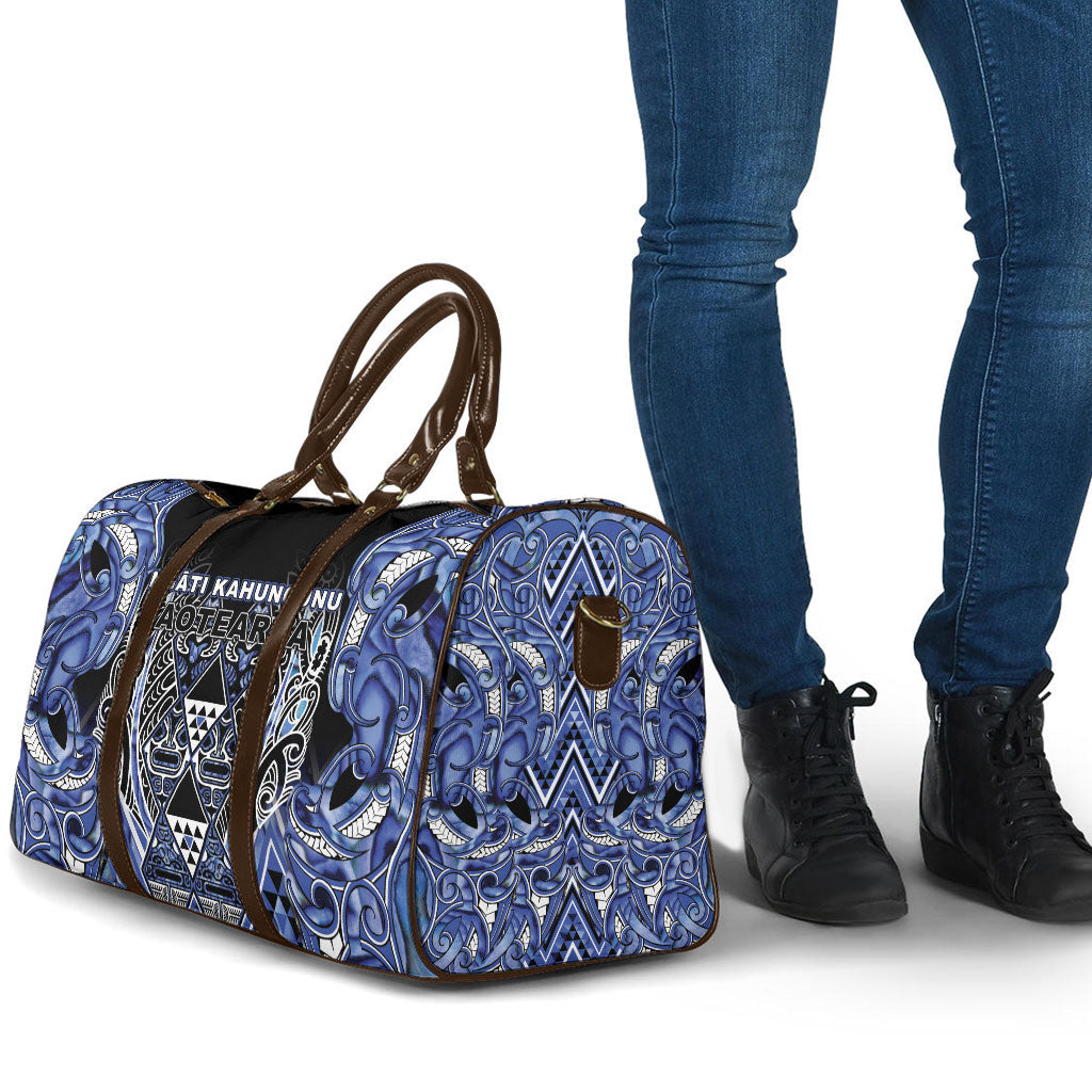 Aotearoa Ngati Kahungunu Travel Bag Maori Tribal Blue Paua Shell Pattern