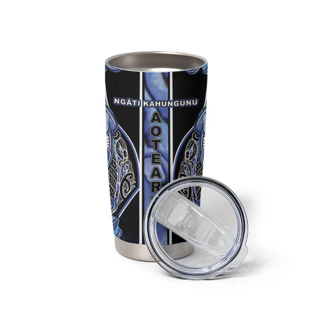 Aotearoa Ngati Kahungunu Tumbler Cup Maori Tribal Blue Paua Shell Pattern