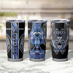 Aotearoa Ngati Kahungunu Tumbler Cup Maori Tribal Blue Paua Shell Pattern