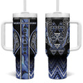 Aotearoa Ngati Kahungunu Tumbler With Handle Maori Tribal Blue Paua Shell Pattern