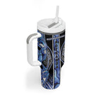 Aotearoa Ngati Kahungunu Tumbler With Handle Maori Tribal Blue Paua Shell Pattern
