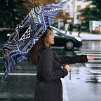 Aotearoa Ngati Kahungunu Umbrella Maori Tribal Blue Paua Shell Pattern