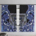 Aotearoa Ngati Kahungunu Window Curtain Maori Tribal Blue Paua Shell Pattern