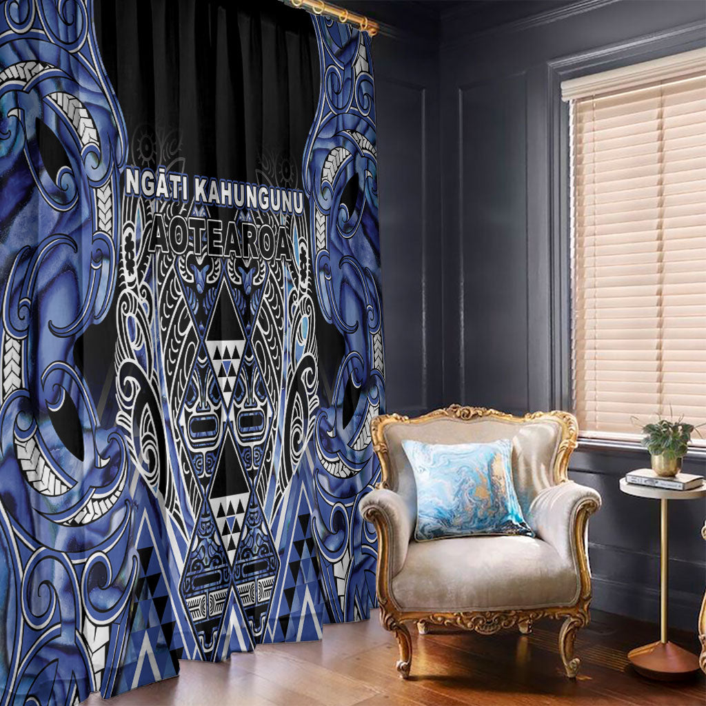 Aotearoa Ngati Kahungunu Window Curtain Maori Tribal Blue Paua Shell Pattern