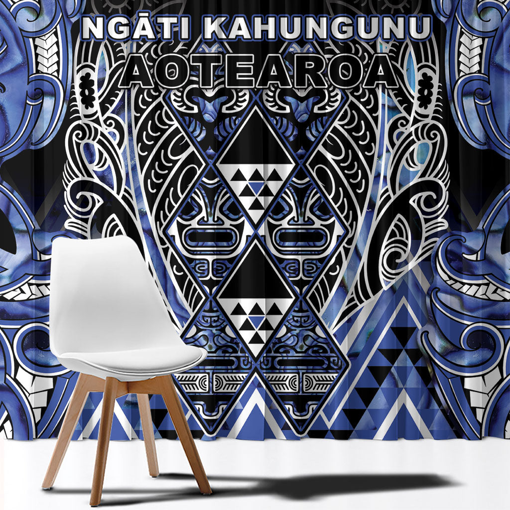 Aotearoa Ngati Kahungunu Window Curtain Maori Tribal Blue Paua Shell Pattern