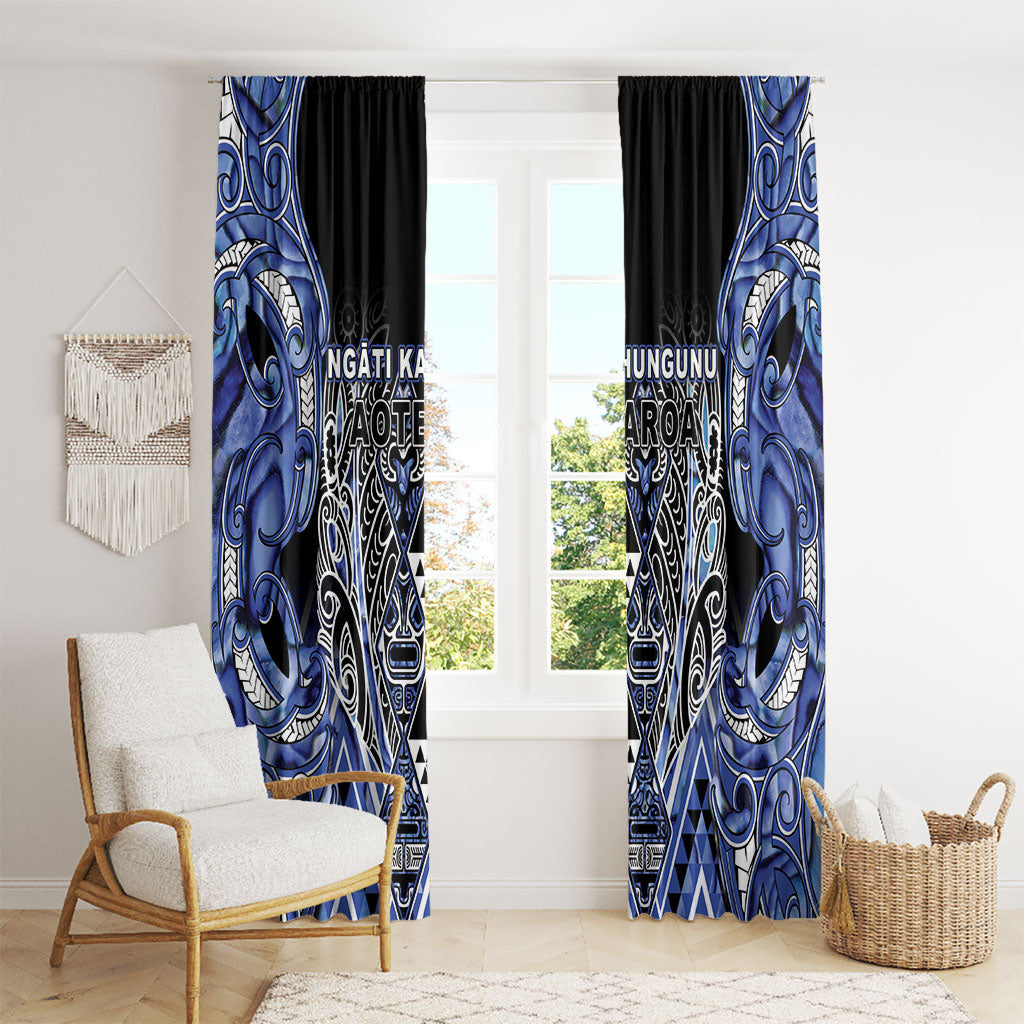 Aotearoa Ngati Kahungunu Window Curtain Maori Tribal Blue Paua Shell Pattern