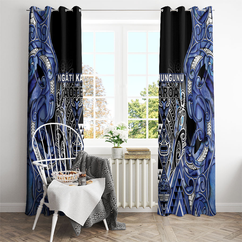 Aotearoa Ngati Kahungunu Window Curtain Maori Tribal Blue Paua Shell Pattern