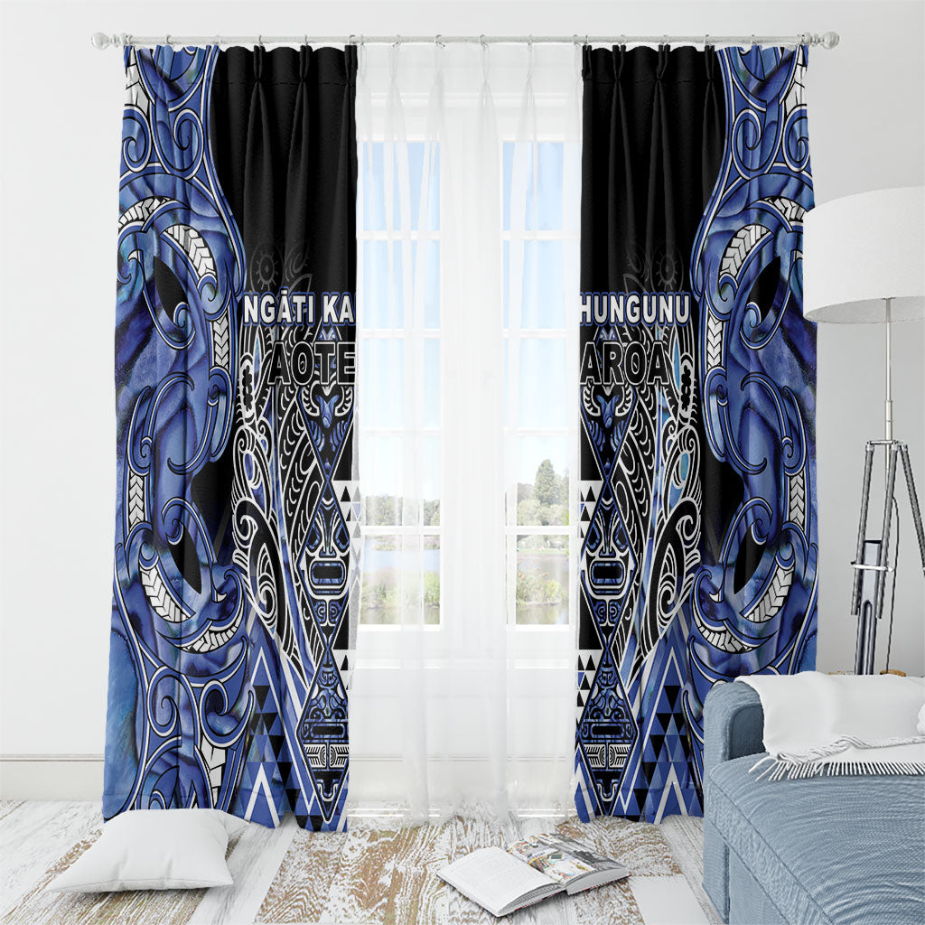 Aotearoa Ngati Kahungunu Window Curtain Maori Tribal Blue Paua Shell Pattern