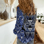 Aotearoa Ngati Kahungunu Women Casual Shirt Maori Tribal Blue Paua Shell Pattern