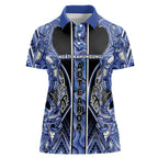 Aotearoa Ngati Kahungunu Women Polo Shirt Maori Tribal Blue Paua Shell Pattern