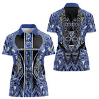 Aotearoa Ngati Kahungunu Women Polo Shirt Maori Tribal Blue Paua Shell Pattern