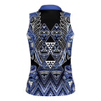 Aotearoa Ngati Kahungunu Women Sleeveless Polo Shirt Maori Tribal Blue Paua Shell Pattern