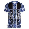 Aotearoa Ngati Kahungunu Women V-Neck T-Shirt Maori Tribal Blue Paua Shell Pattern