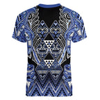 Aotearoa Ngati Kahungunu Women V-Neck T-Shirt Maori Tribal Blue Paua Shell Pattern