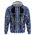 Aotearoa Ngati Kahungunu Zip Hoodie Maori Tribal Blue Paua Shell Pattern