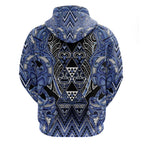 Aotearoa Ngati Kahungunu Zip Hoodie Maori Tribal Blue Paua Shell Pattern