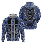Aotearoa Ngati Kahungunu Zip Hoodie Maori Tribal Blue Paua Shell Pattern