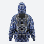 Aotearoa Ngati Kahungunu Zip Hoodie Maori Tribal Blue Paua Shell Pattern