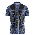 Aotearoa Ngati Kahungunu Zipper Polo Shirt Maori Tribal Blue Paua Shell Pattern