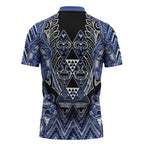 Aotearoa Ngati Kahungunu Zipper Polo Shirt Maori Tribal Blue Paua Shell Pattern