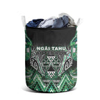 Aotearoa Ngai Tahu Laundry Basket Maori Tribal Dark Green Paua Shell Pattern