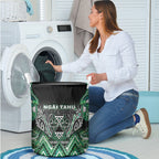 Aotearoa Ngai Tahu Laundry Basket Maori Tribal Dark Green Paua Shell Pattern