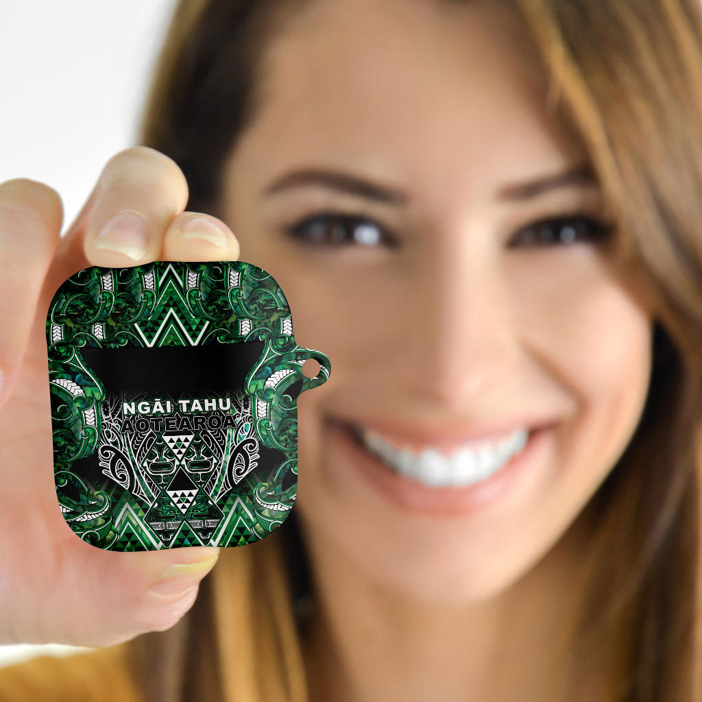 Aotearoa Ngai Tahu AirPods Case Maori Tribal Dark Green Paua Shell Pattern