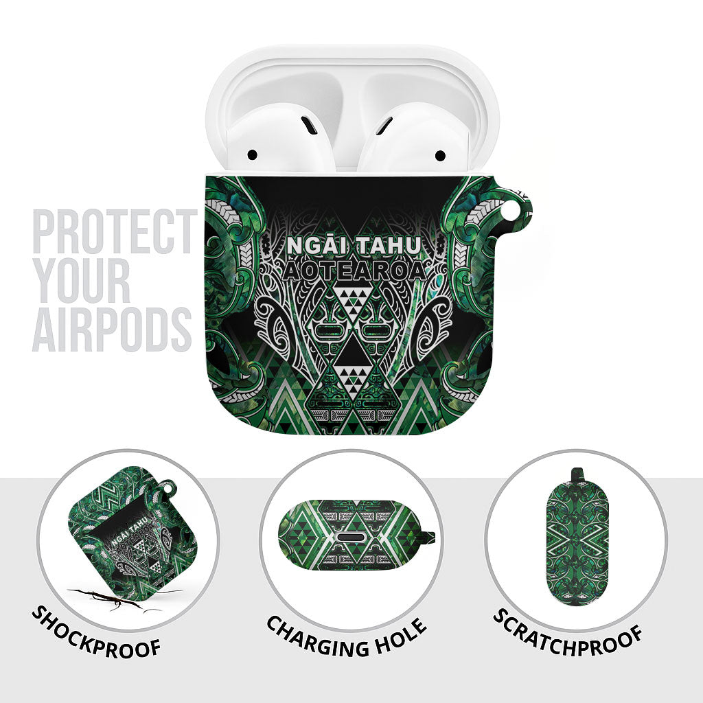 Aotearoa Ngai Tahu AirPods Case Maori Tribal Dark Green Paua Shell Pattern