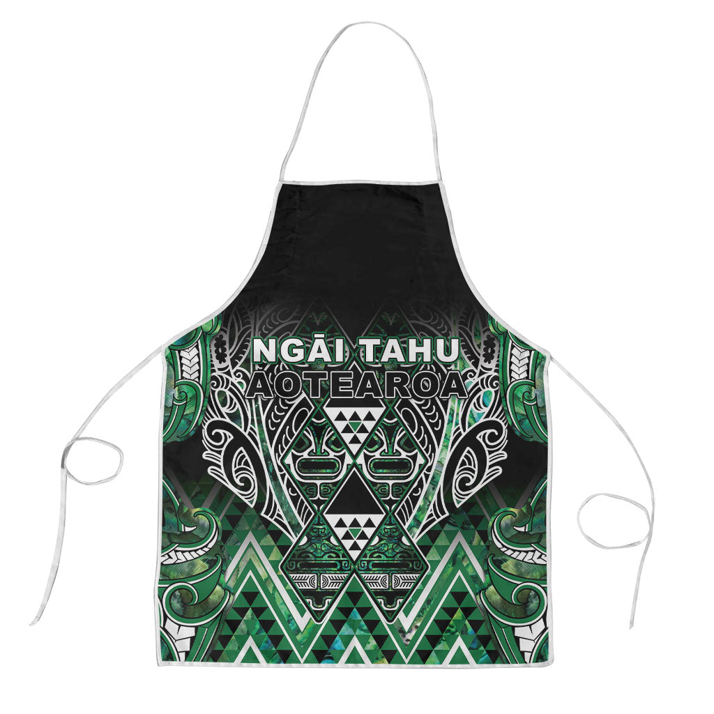 Aotearoa Ngai Tahu Apron Maori Tribal Dark Green Paua Shell Pattern
