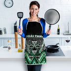 Aotearoa Ngai Tahu Apron Maori Tribal Dark Green Paua Shell Pattern
