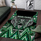 Aotearoa Ngai Tahu Area Rug Maori Tribal Dark Green Paua Shell Pattern
